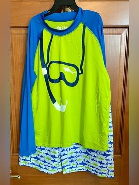 iXtreme Boys Shark Snorkel Rashguard 2 Pc Swim Set